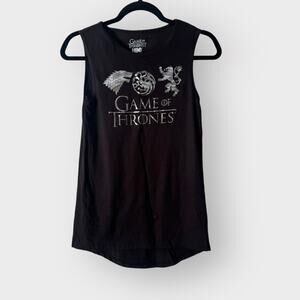 HBO Game of Thrones black tank with metallic silver print size small